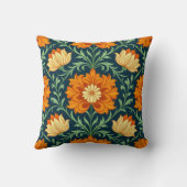 William Morris Inspired Pattern Orange Flower クッション (裏面)