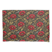 William Morris Inspired Pattern Red Poppy 枕カバー (正面左)