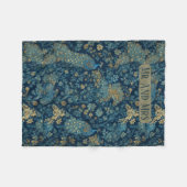 William Morris Inspired Peacock Couple Mr and Mrs  フリースブランケット (正面(横))
