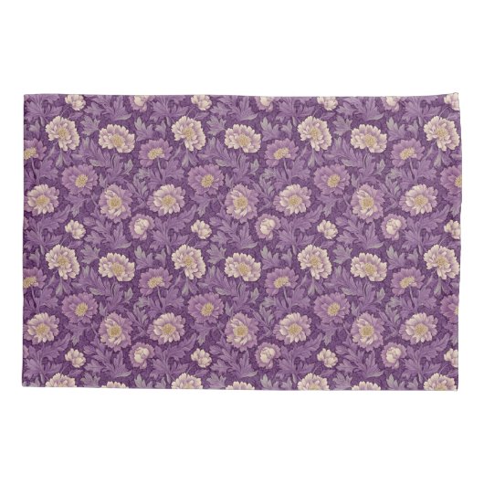 William Morris Inspired Purple Floral Pattern  枕カバー (裏面)