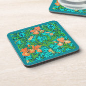 William Morris Irises、オレンジとターコイズ コースター (左側)