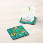 William Morris Irises、オレンジとターコイズ コースター (右側)