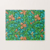 William Morris Irises、オレンジとターコイズ ジグソーパズル (横)