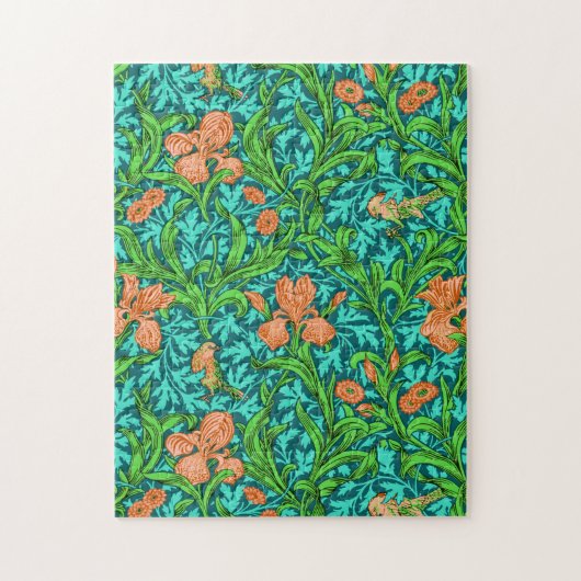 William Morris Irises、オレンジとターコイズ ジグソーパズル (縦)