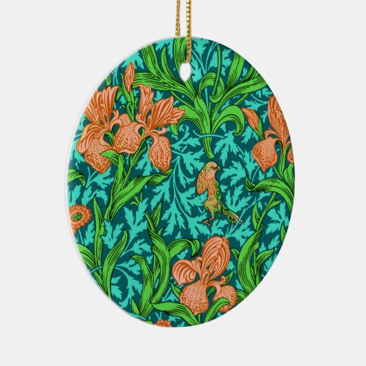 William Morris Irises、オレンジとターコイズ セラミックオーナメント (右)