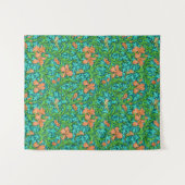 William Morris Irises、オレンジとターコイズ タペストリー (正面(横))