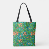 William Morris Irises、オレンジとターコイズ トートバッグ (裏面)