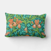 William Morris Irises、オレンジとターコイズ ランバークッション (裏面)