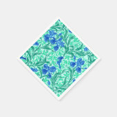 William Morris Irises、Cobalt Blue、Aquaとティール（緑がかった色 スタンダードカクテルナプキン (角)