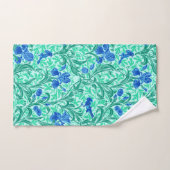 William Morris Irises、Cobalt Blue、Aquaとティール(緑がかった色 バスタオルセット (ハンドタオル)