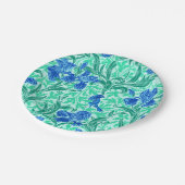 William Morris Irises、Cobalt Blue、Aquaとティール（緑がかった色 ペーパープレート (アングル)