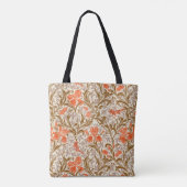 William Morris Irises、Coral Orange、Brown & Beige トートバッグ (裏面)