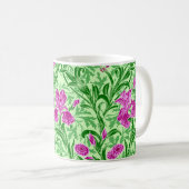 William Morris Irises、Green、Magenta、Orchid コーヒーマグカップ (正面右)