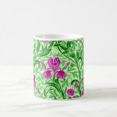 William Morris Irises、Green、Magenta、Orchid コーヒーマグカップ (中央)