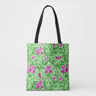 William Morris Irises、Green、Magenta、Orchid トートバッグ