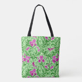 William Morris Irises、Green、Magenta、Orchid トートバッグ (裏面)