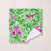 William Morris Irises、Green、Magenta、Orchid バスタオルセット (ウォッシュタオル)