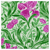 William Morris Irises、Green、Magenta、Orchid ファブリック (クローズアップ)