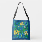 William Morris Irises、Yellow and Cobalt Blue クロスボディバッグ (裏面)