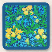 William Morris Irises、Yellow and Cobalt Blue コースター (正面)