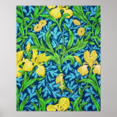 William Morris Irises、Yellow and Cobalt Blue ポスター (正面)