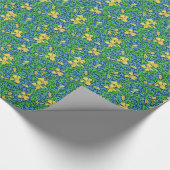 William Morris Irises、Yellow and Cobalt Blue ラッピングペーパー (角)