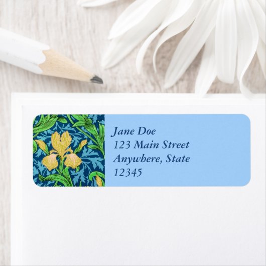 William Morris Irises、Yellow and Cobalt Blue ラベル (インサイチュ)