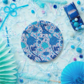 William Morris Jacobeanフローラ、コバルトブルー ペーパープレート (パーティー)