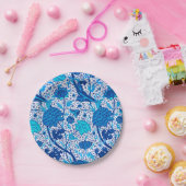 William Morris Jacobeanフローラ、コバルトブルー ペーパープレート (パーティー)