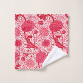 William Morris Jacobeanフローラ、コーラルピンク バスタオルセット (ウォッシュタオル)