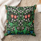 William Morris Jacobeanフローラ、黒背景 クッション (ブランケット)