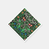 William Morris Jacobeanフローラ、黒背景 スタンダードカクテルナプキン (角)
