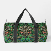 William Morris Jacobeanフローラ、黒背景 ダッフルバッグ (裏面)