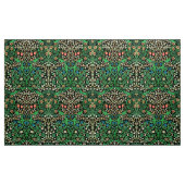 William Morris Jacobeanフローラ、黒背景 ファブリック (ヤード)