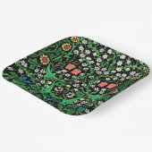 William Morris Jacobeanフローラ、黒背景 ペーパープレート (傾斜あり)