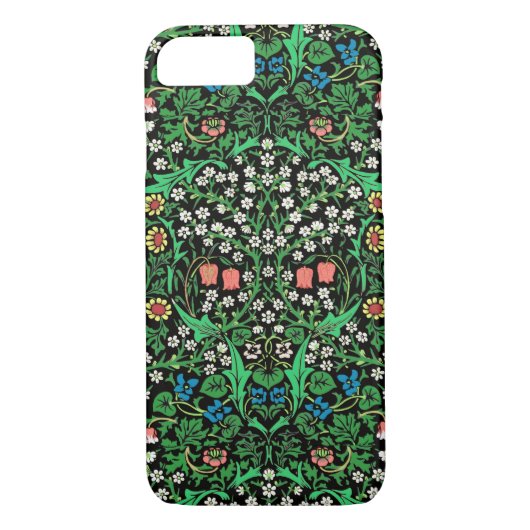 William Morris Jacobeanフローラ、黒背景 Case-Mate iPhoneケース (裏面)