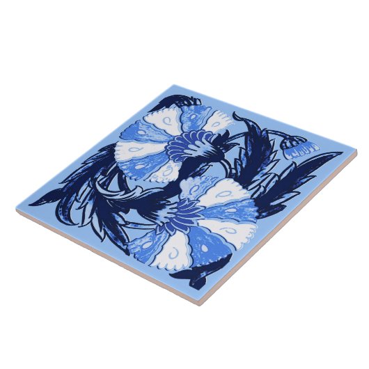 William Morris Jacobean、Navy and Light Blue タイル (側面)