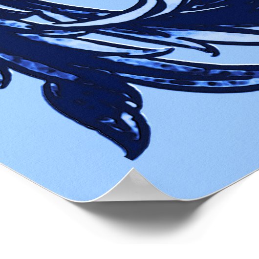 William Morris Jacobean、Navy and Light Blue ポスター (角)
