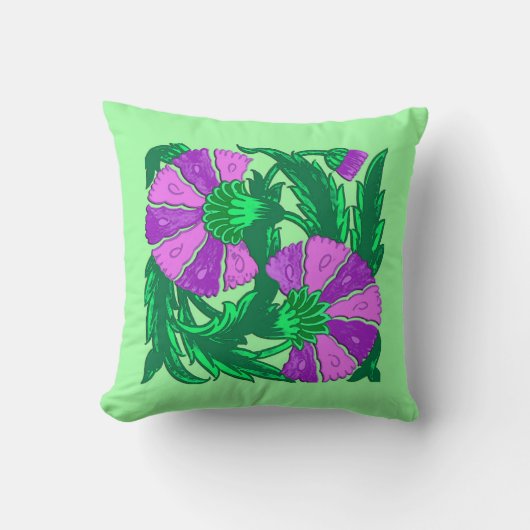 William Morris Jacobean, Orchid Purple and Green クッション (正面)