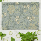 William Morris Jasmine Blue Green Botanical Art キッチンタオル (折り畳み)