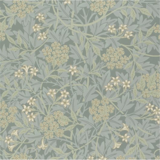 William Morris Jasmine Blue Green Botanical Art シール (正面)