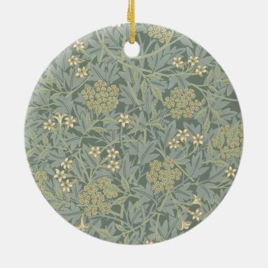 William Morris Jasmine Blue Green Botanical Art セラミックオーナメント (裏面)
