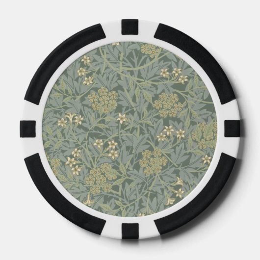 William Morris Jasmine Blue Green Botanical Art ポーカーチップ (正面)