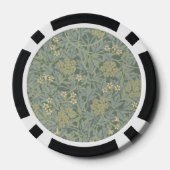 William Morris Jasmine Blue Green Botanical Art ポーカーチップ (裏面)