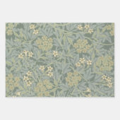 William Morris Jasmine Blue Green Botanical Art ラッピングペーパーシート (正面)