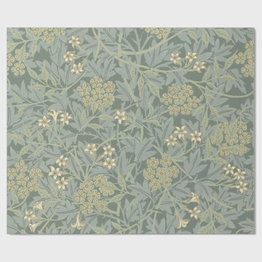 William Morris Jasmine Blue Green Botanical Art ラッピングペーパー (フラット)