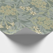 William Morris Jasmine Blue Green Botanical Art ラッピングペーパー (角)