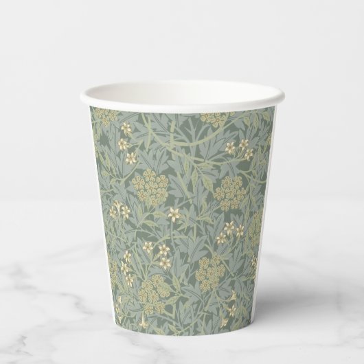 William Morris Jasmine Blue Green Botanical Art 紙コップ (裏面)