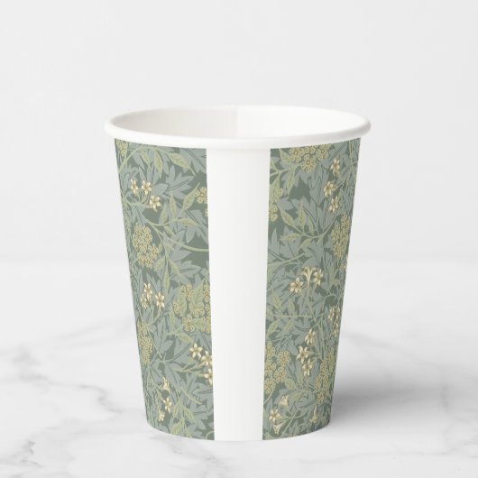 William Morris Jasmine Blue Green Botanical Art 紙コップ (左)