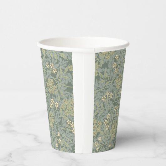 William Morris Jasmine Blue Green Botanical Art 紙コップ (右)